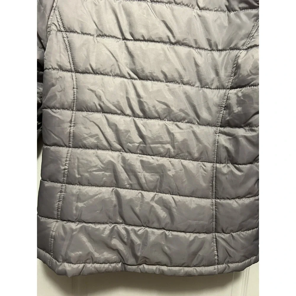 Reebok Kids Unisex XL 18 Gray Puffer Jacket‎ Full Zip Mock Neck Coat Outerwear